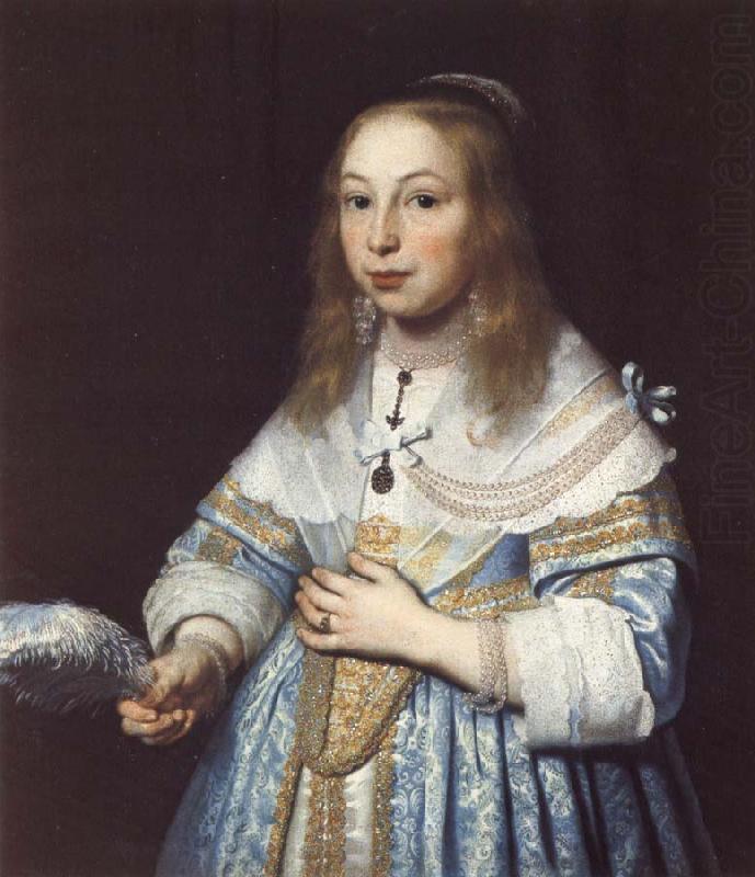 Portrait of a Girl in Pale Blue with an Ostrich Feather Fan, Bartholomeus van der Helst